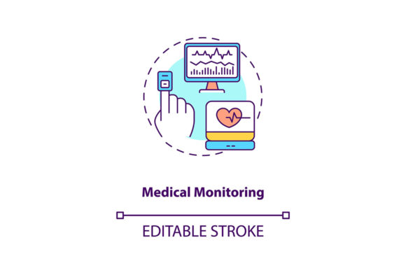 Medical Monitoring Concept Icon for Embroidery