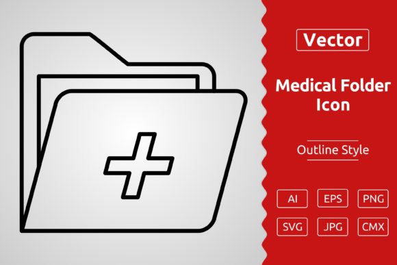 Vector Medical Folder Outline Icon Design Review